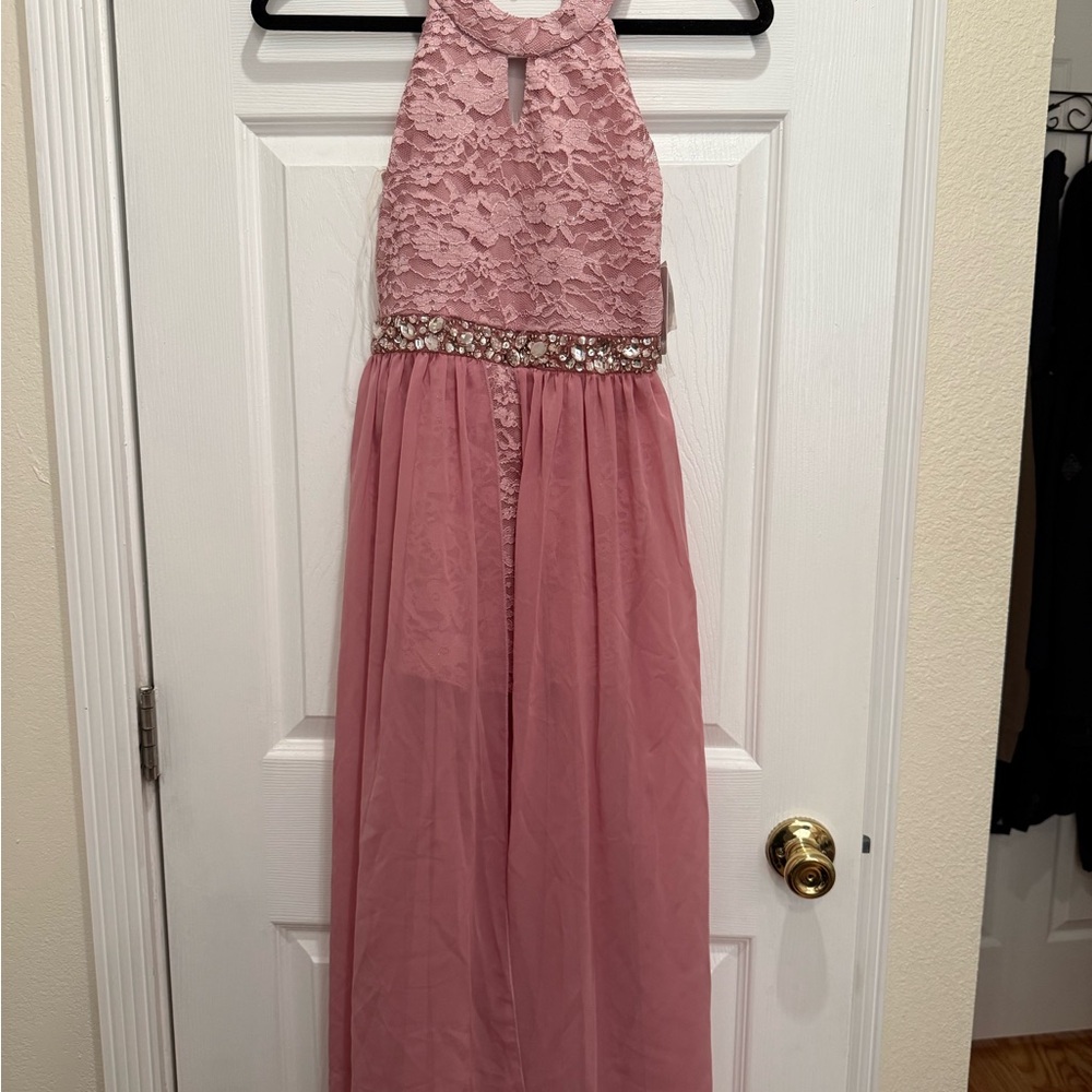 Elegant Pink Lace Kids Dress